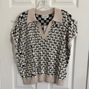 J. Crew Collection Short Sleeve Collared Knit Vest with Sequins!